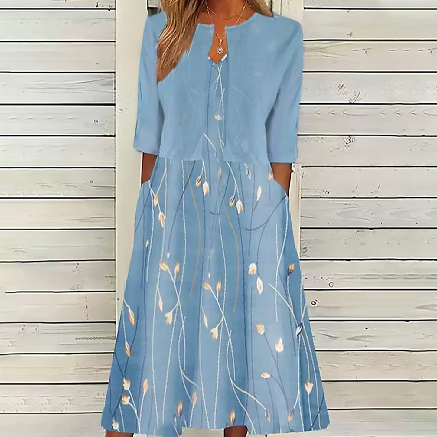 Ethnic Style Elegant Floral Print Vest Dress Cardigan Two-piece Set