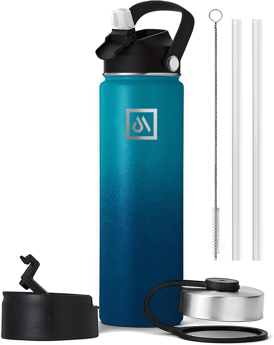 Meteor 650ml Insulated Water Bottle with Straw Lid, Coffee Lid & Flex Cap - Hot 24hrs & Cold 48hrs – Vacuum Stainless Steel Water Flask Thermos Mug - for Sports, Travel, Office, Kids