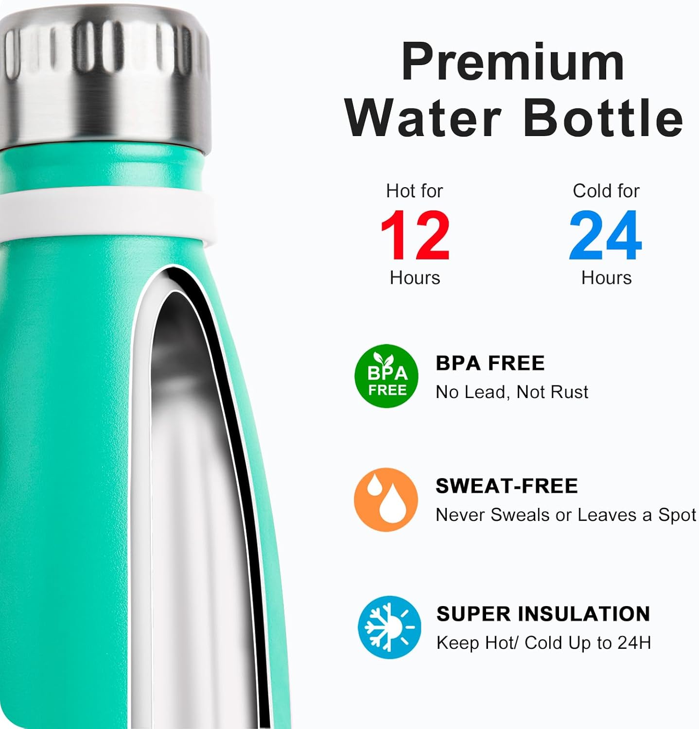 Mollcity Kids Water Bottle for School-12 oz Stainless Steel Double Wall Vacuum Insulated Sports Water Bottle Reusable Metal Leak Proof Cola Shape Flask for Girls (Sky Blue)