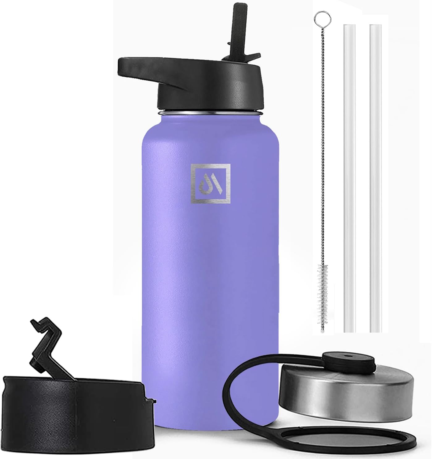Meteor 650ml Insulated Water Bottle with Straw Lid, Coffee Lid & Flex Cap - Hot 24hrs & Cold 48hrs – Vacuum Stainless Steel Water Flask Thermos Mug - for Sports, Travel, Office, Kids