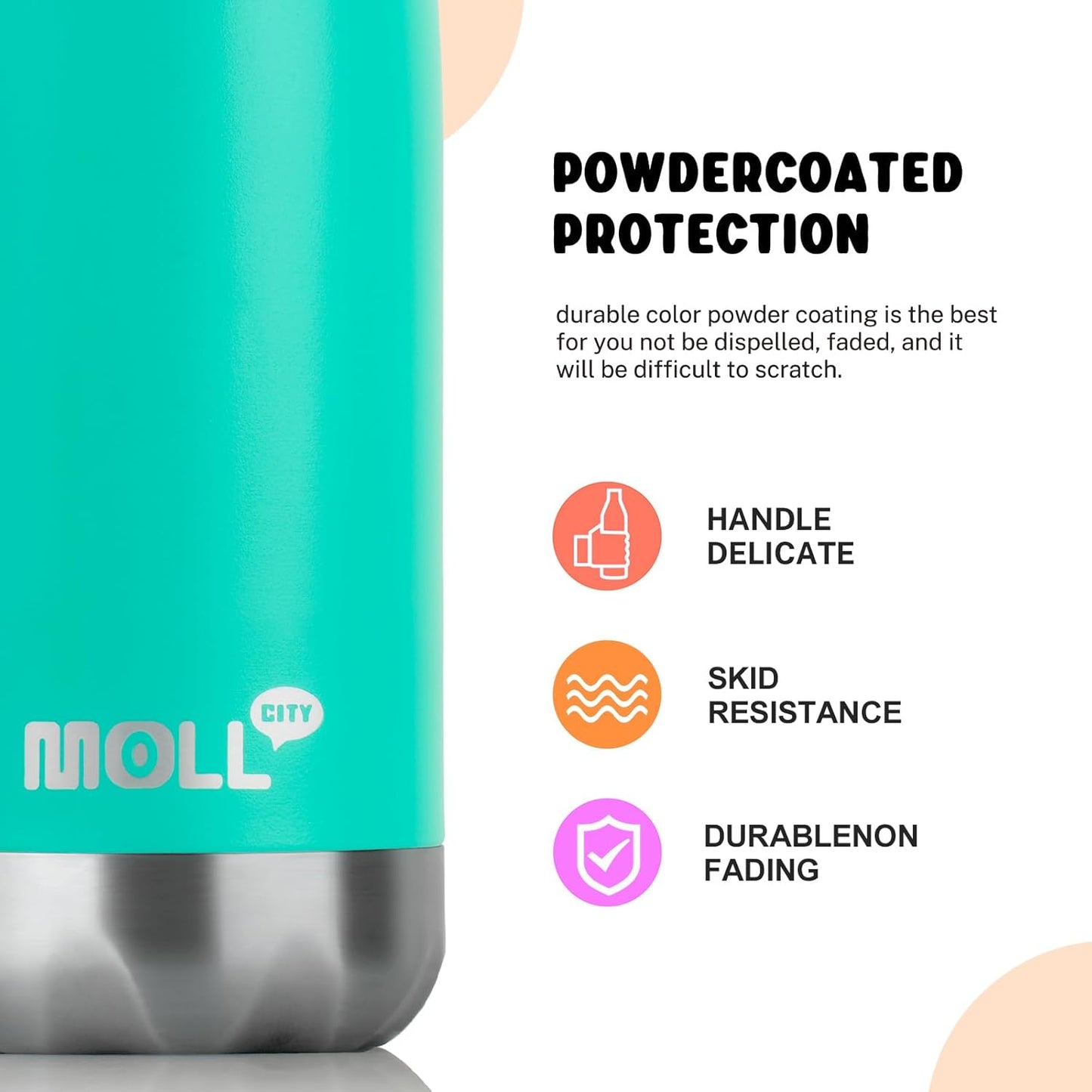 Mollcity Kids Water Bottle for School-12 oz Stainless Steel Double Wall Vacuum Insulated Sports Water Bottle Reusable Metal Leak Proof Cola Shape Flask for Girls (Sky Blue)