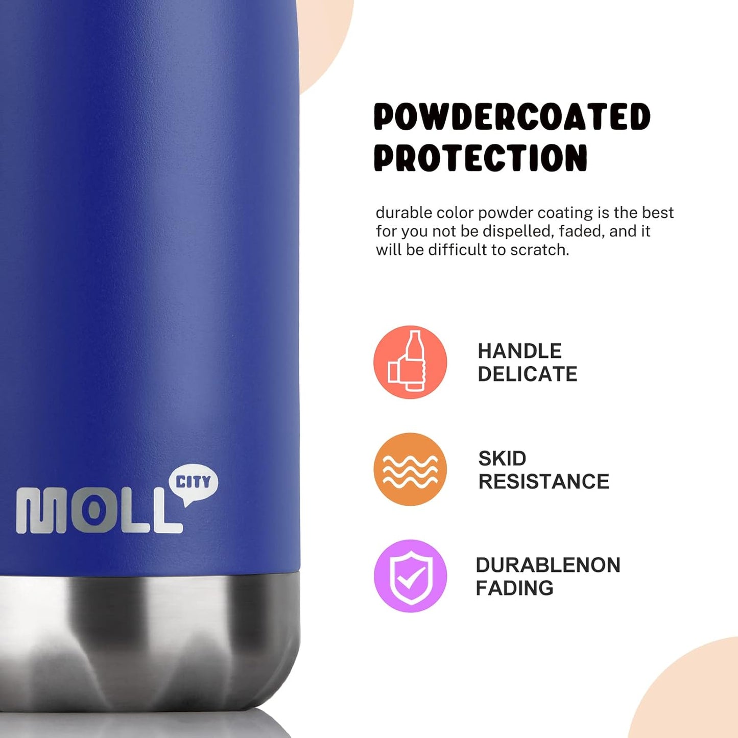 Mollcity Kids Water Bottle for School-12 oz Stainless Steel Double Wall Vacuum Insulated Sports Water Bottle Reusable Metal Leak Proof Cola Shape Flask for Girls (Sky Blue)