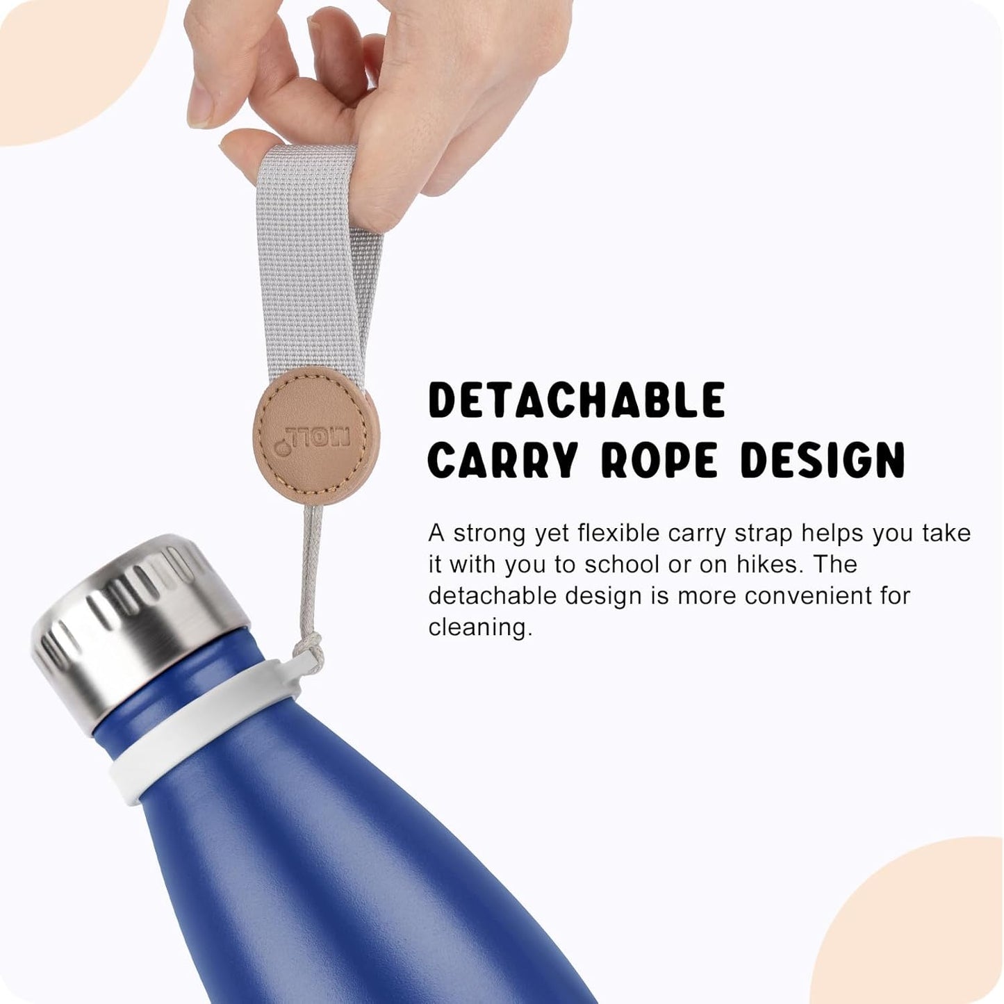 Mollcity Kids Water Bottle for School-12 oz Stainless Steel Double Wall Vacuum Insulated Sports Water Bottle Reusable Metal Leak Proof Cola Shape Flask for Girls (Sky Blue)