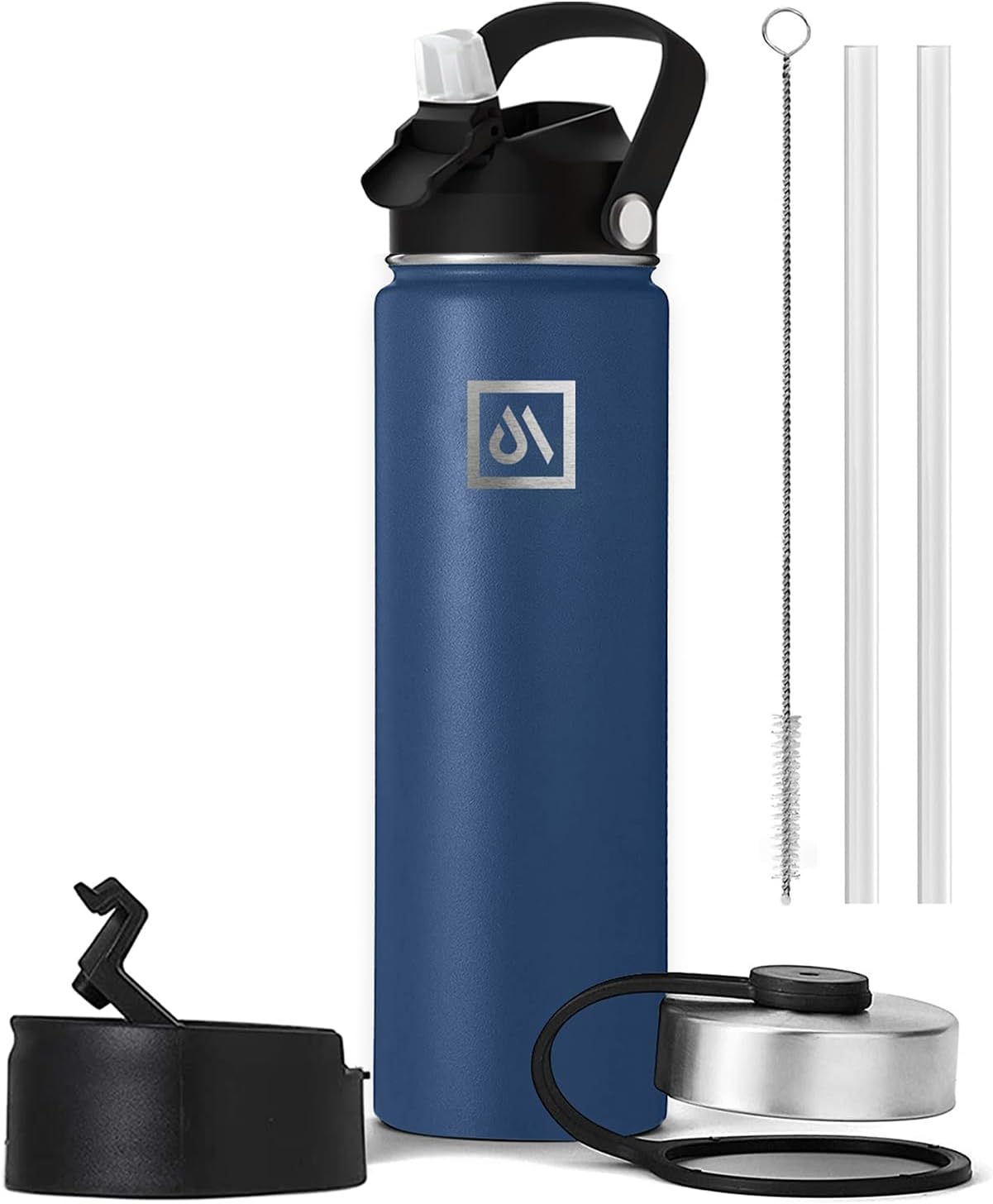 Meteor 650ml Insulated Water Bottle with Straw Lid, Coffee Lid & Flex Cap - Hot 24hrs & Cold 48hrs – Vacuum Stainless Steel Water Flask Thermos Mug - for Sports, Travel, Office, Kids