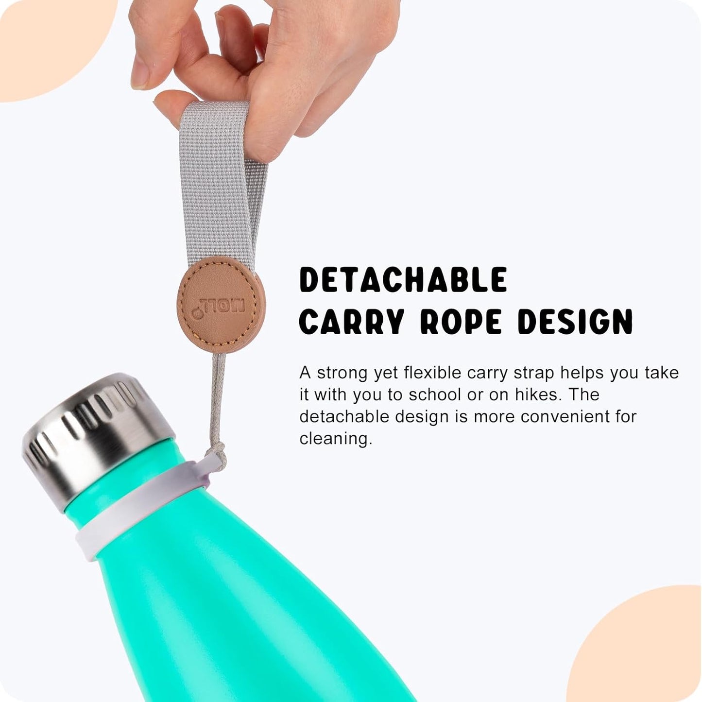Mollcity Kids Water Bottle for School-12 oz Stainless Steel Double Wall Vacuum Insulated Sports Water Bottle Reusable Metal Leak Proof Cola Shape Flask for Girls (Sky Blue)