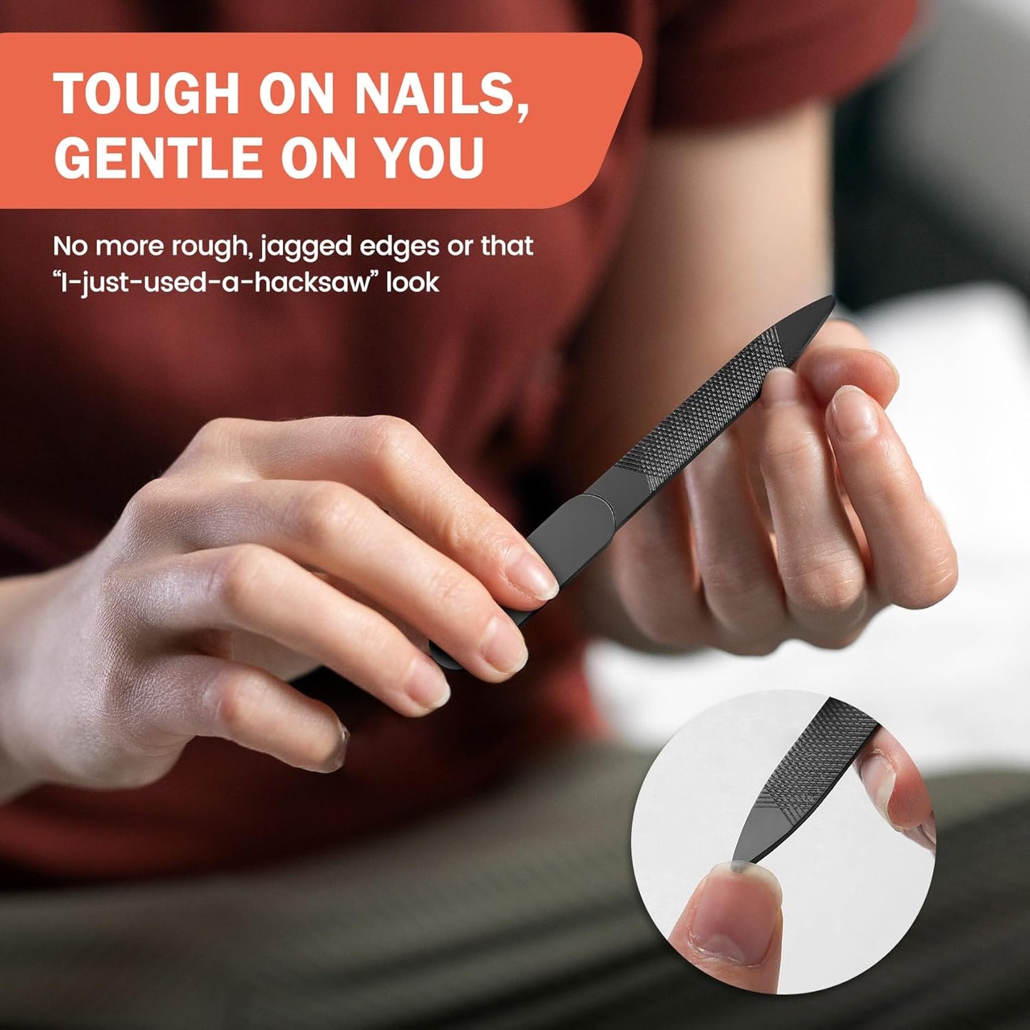 BEZOX Nail Clippers with Metal Nail File - Curved Head Toe Nails Clipper for Thick Nails for Seniors, Free Rotating Finger Nail Clippers for Adult - Premium Nail Cutters for Fingernails and Toenails