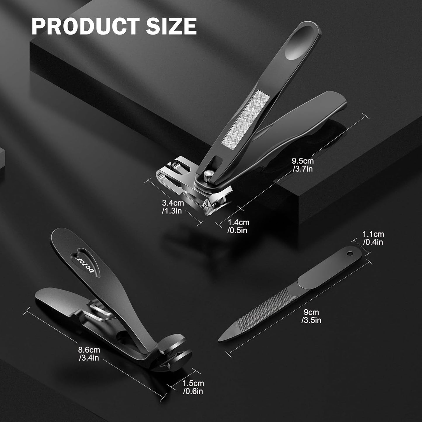 BEZOX Nail Clippers with Metal Nail File - Curved Head Toe Nails Clipper for Thick Nails for Seniors, Free Rotating Finger Nail Clippers for Adult - Premium Nail Cutters for Fingernails and Toenails
