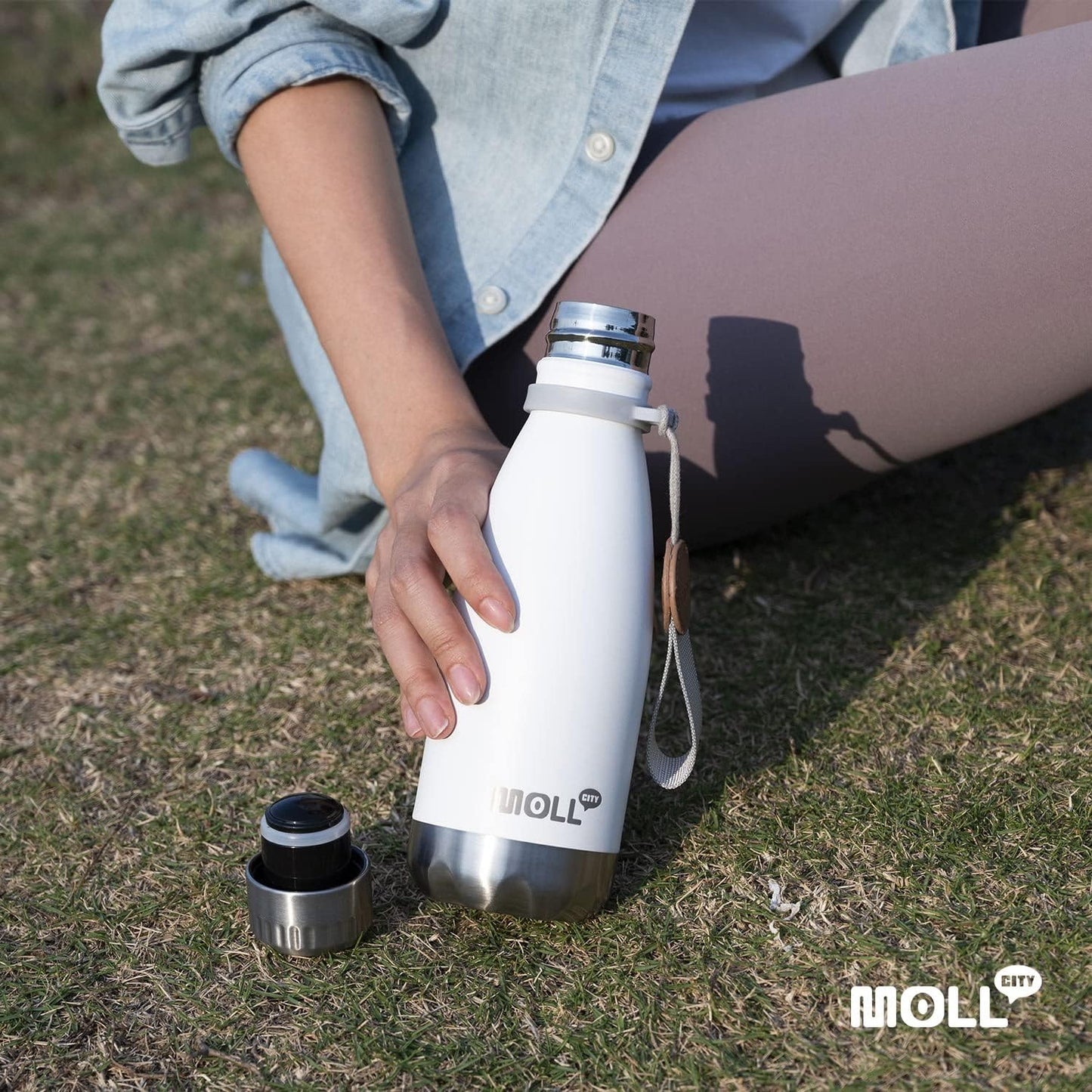 Mollcity Kids Water Bottle for School-12 oz Stainless Steel Double Wall Vacuum Insulated Sports Water Bottle Reusable Metal Leak Proof Cola Shape Flask for Girls (Sky Blue)