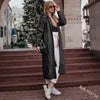 S-5XL Hot Selling Solid Color Hooded Long Cardigan Sweater in Autumn and Winter Fried Dough Knit Hoodie
