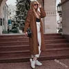 S-5XL Hot Selling Solid Color Hooded Long Cardigan Sweater in Autumn and Winter Fried Dough Knit Hoodie