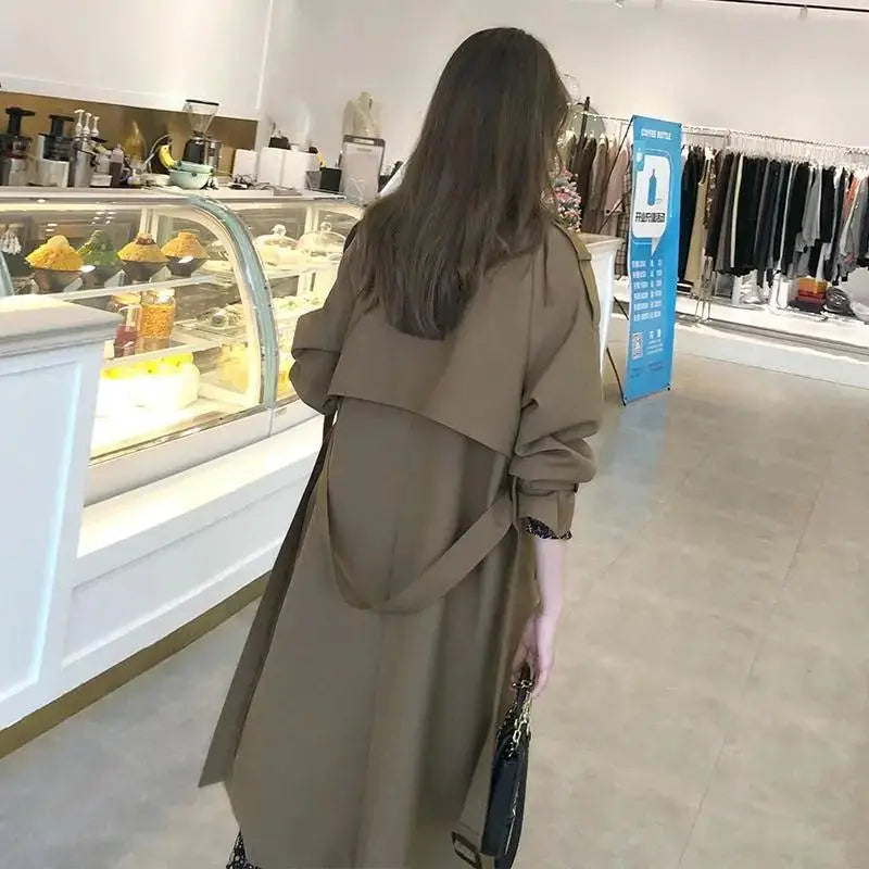 S-3XL Windbreaker Mid to Long Knee Length Trench Coat New Falling Coat Goddess Fan British Style Windbreaker