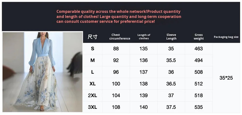 S-XXL Fashion Floral Print Patchwork Bohemian Dress Woman 2025 Sexy V Neck Hollow Long Dresses Long Sleeve Puff Loose Maxi Dress