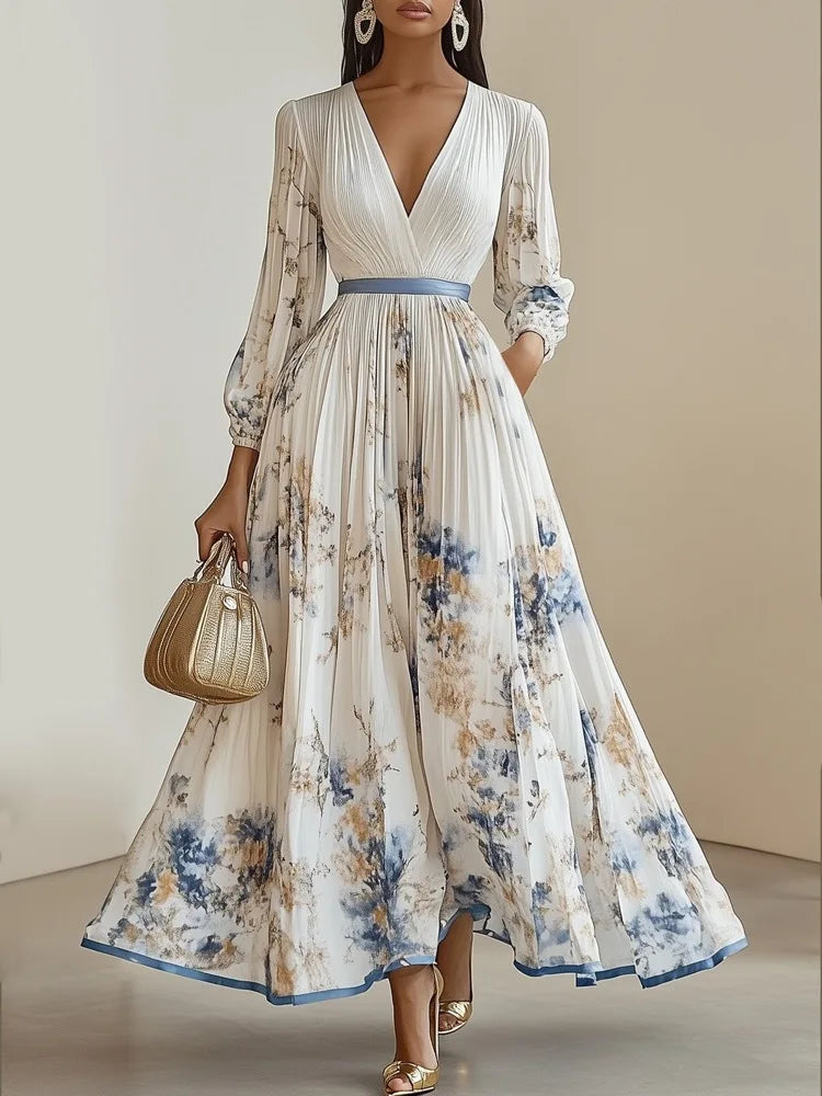 S-3XL Floral Chiffon Dress Cross-Border for Amazon Independent Station Popular for Casual Summer Holiday