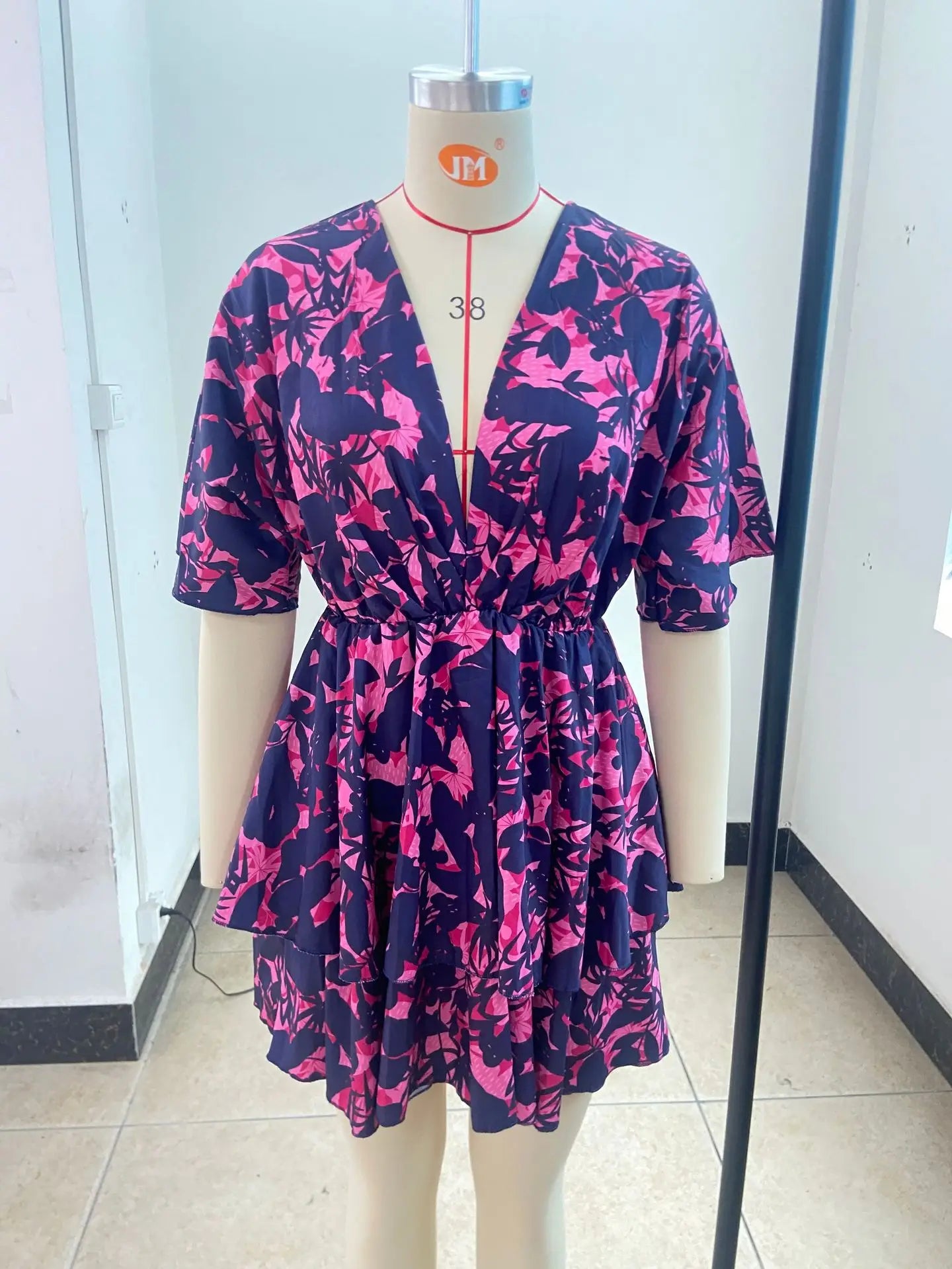 S-3XL European and American Women's Autumn New Product Bat Sleeves Fashion Printed Dress