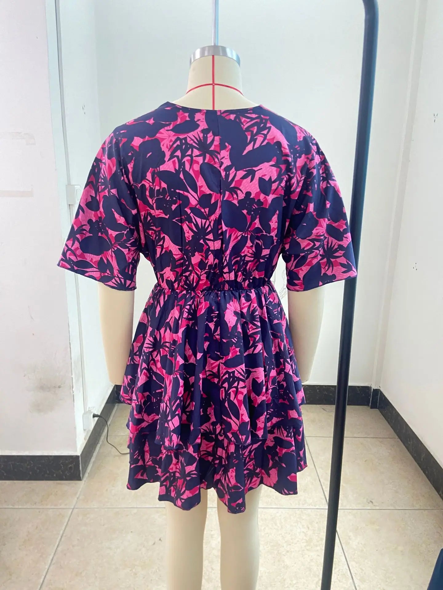 S-3XL European and American Women's Autumn New Product Bat Sleeves Fashion Printed Dress
