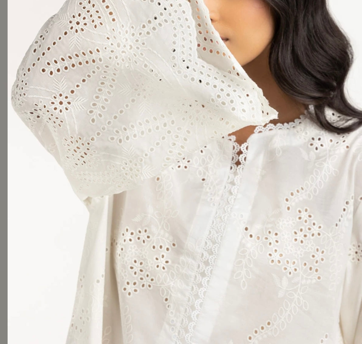 Gul-Ahmed- Original Cambric Schiffli Embroidered Shirt And Dupatta