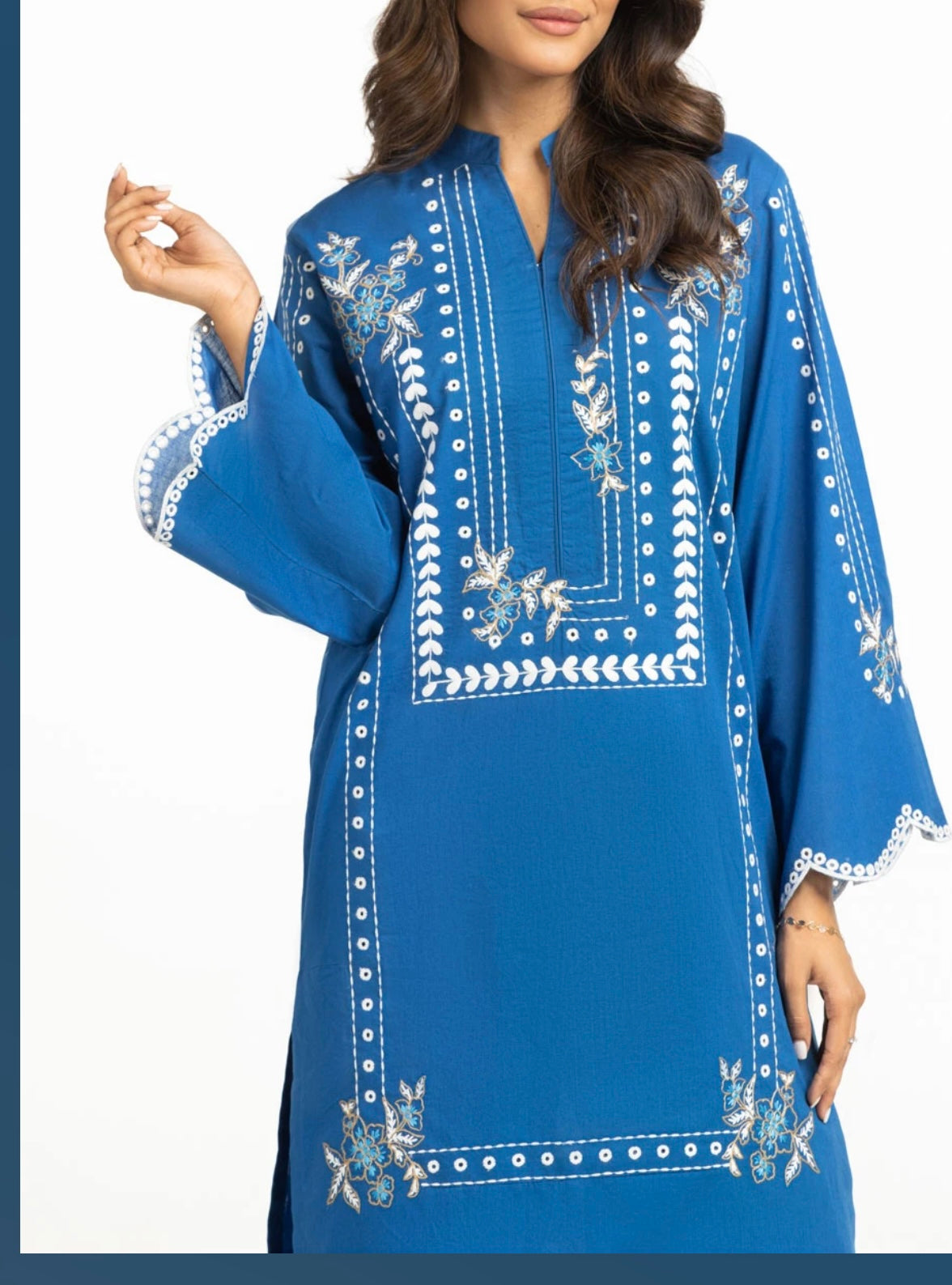 Gul-Ahmed - Original Pakistani 3 PCS Cambric Embroidered Shirt, Trouser And Cotton Silk Dupatta