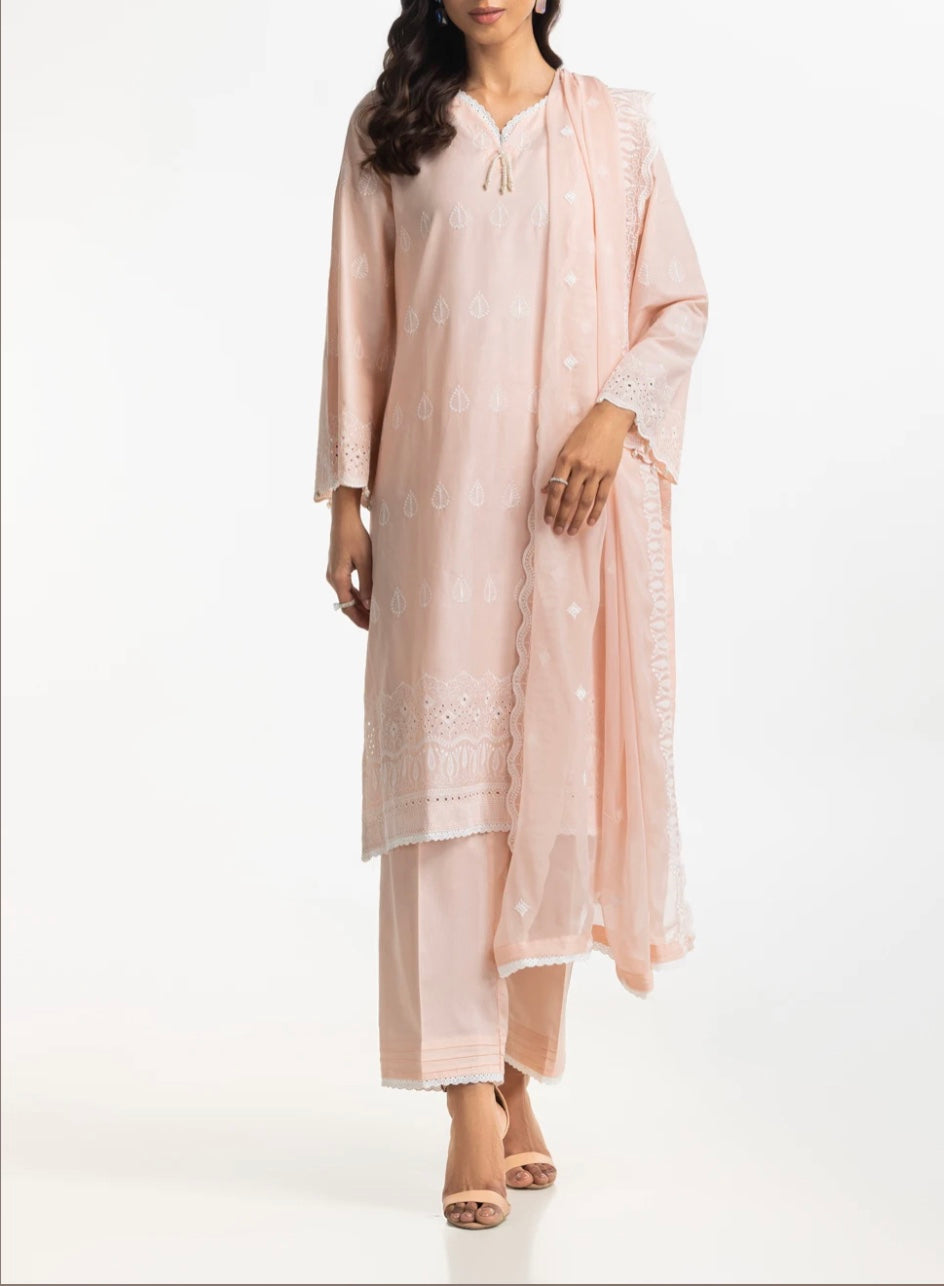 Gul Ahmad Pakistani 3PC Lawn Schiffli Embroidered Suit