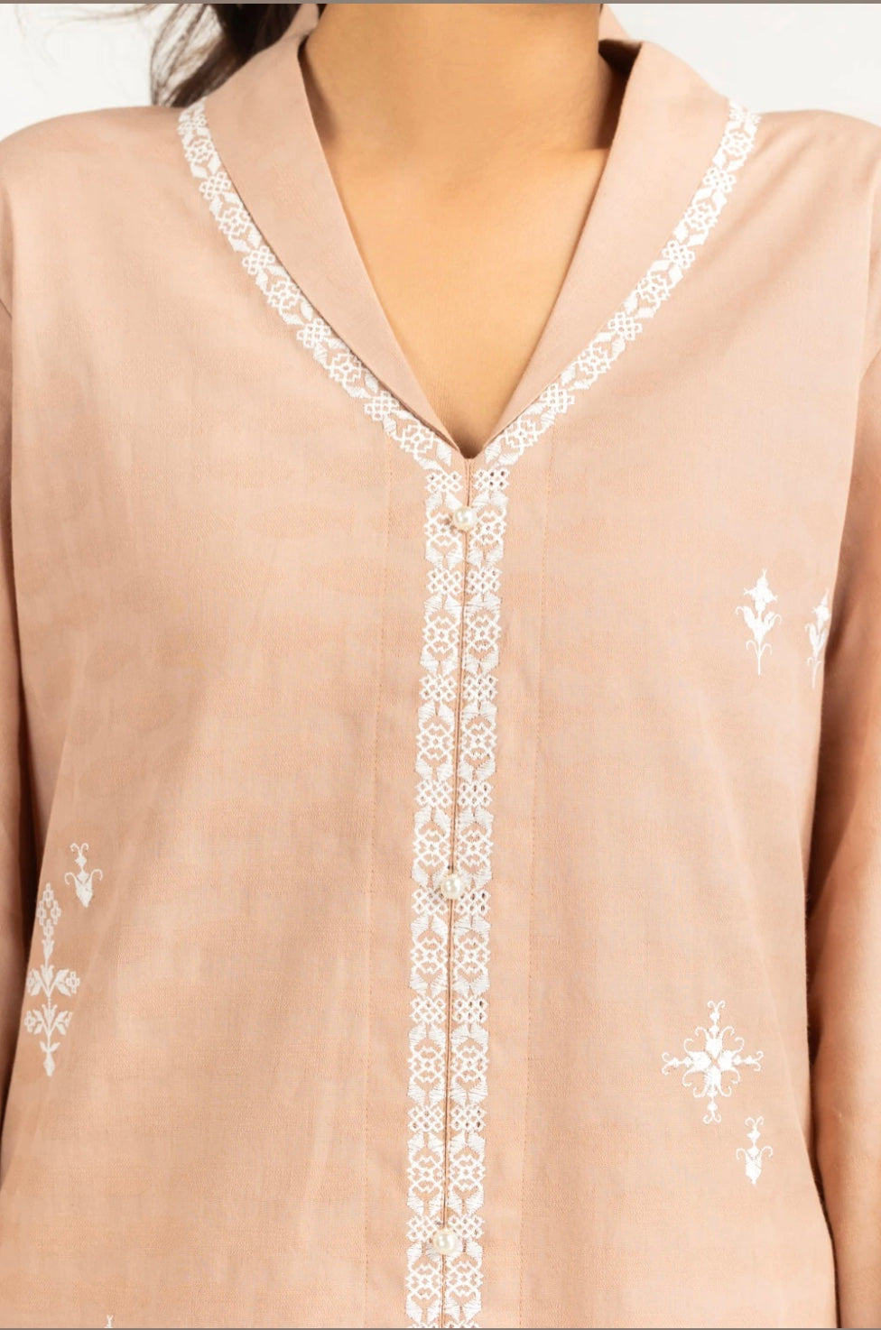Gul Ahmed Original Pakistani 2 PCS Cotton Jacquard Embroidered Co-Ord Set