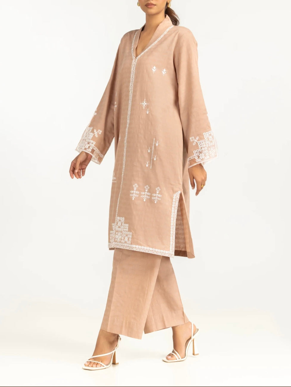 Gul Ahmed Original Pakistani 2 PCS Cotton Jacquard Embroidered Co-Ord Set