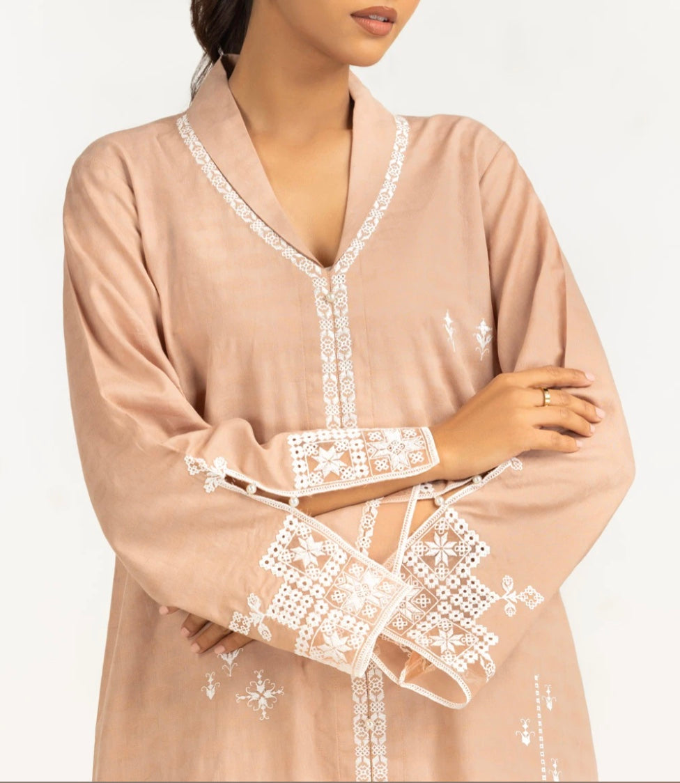 Gul Ahmed Original Pakistani 2 PCS Cotton Jacquard Embroidered Co-Ord Set