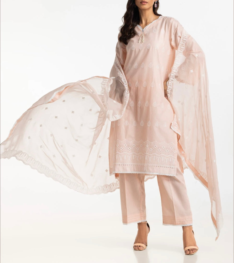 Gul Ahmad Pakistani 3PC Lawn Schiffli Embroidered Suit