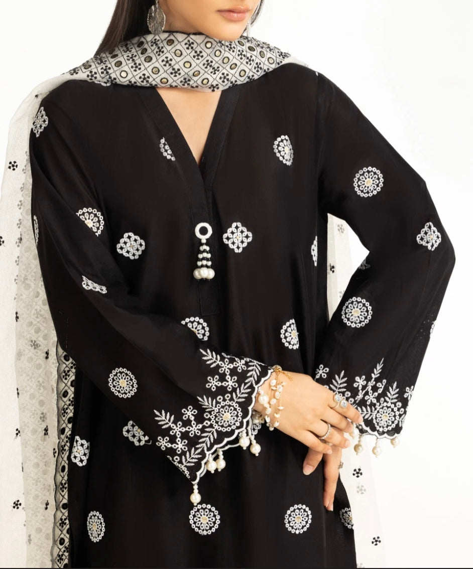 Gul Ahmed Original Pakistani 3 PC Lawn Schiffli Embroidered Suit