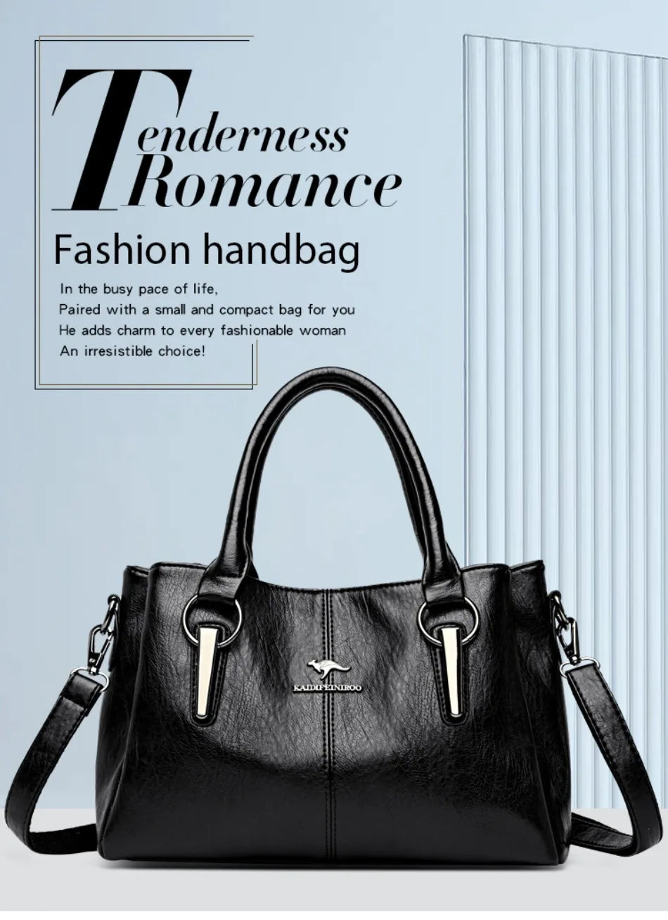 Genuine 3Layers High Quality Soft PU Leather Ladies Shoulder Crossbody Bags for Women Luxury Handbags Women Designer A Main