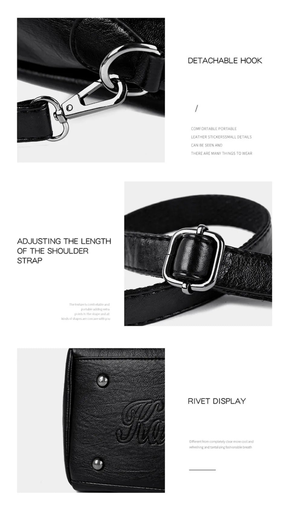 Genuine 3Layers High Quality Soft PU Leather Ladies Shoulder Crossbody Bags for Women Luxury Handbags Women Designer A Main