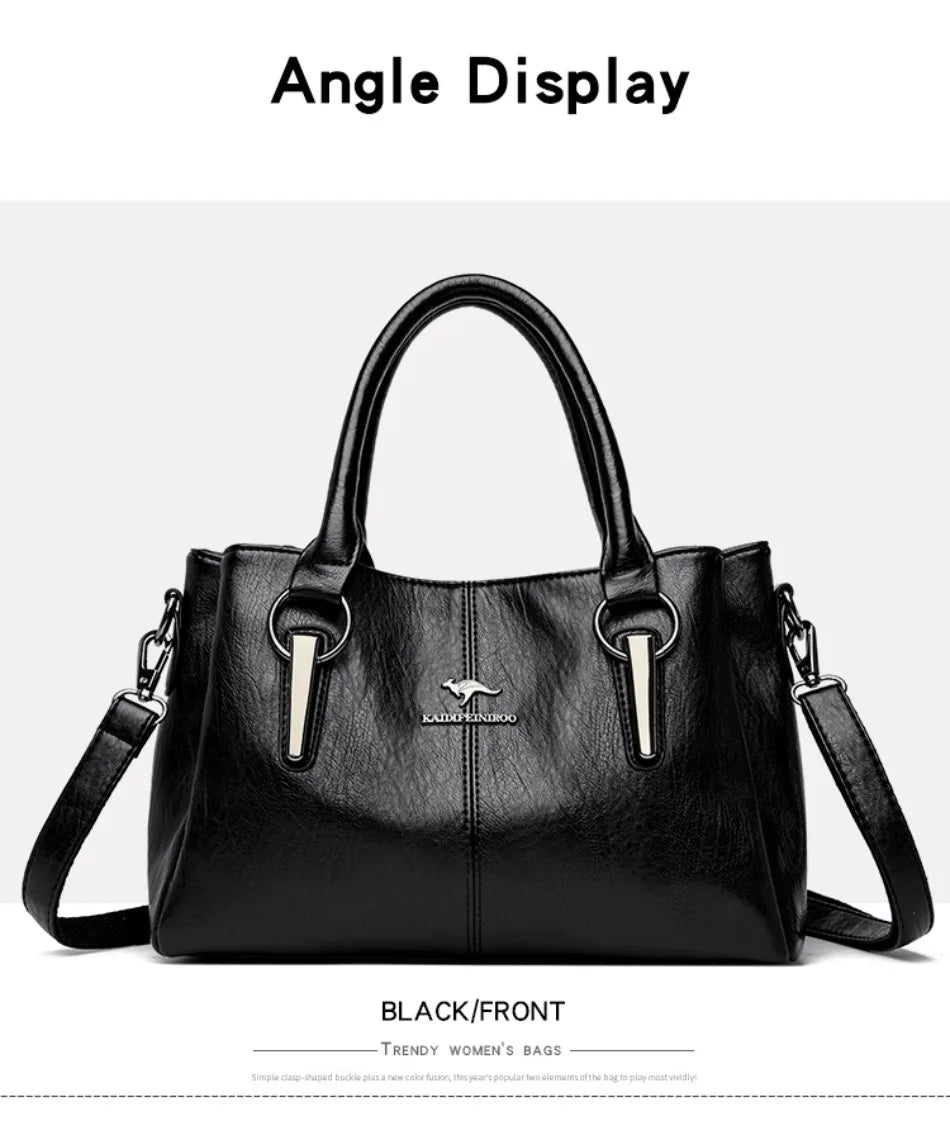 Genuine 3Layers High Quality Soft PU Leather Ladies Shoulder Crossbody Bags for Women Luxury Handbags Women Designer A Main