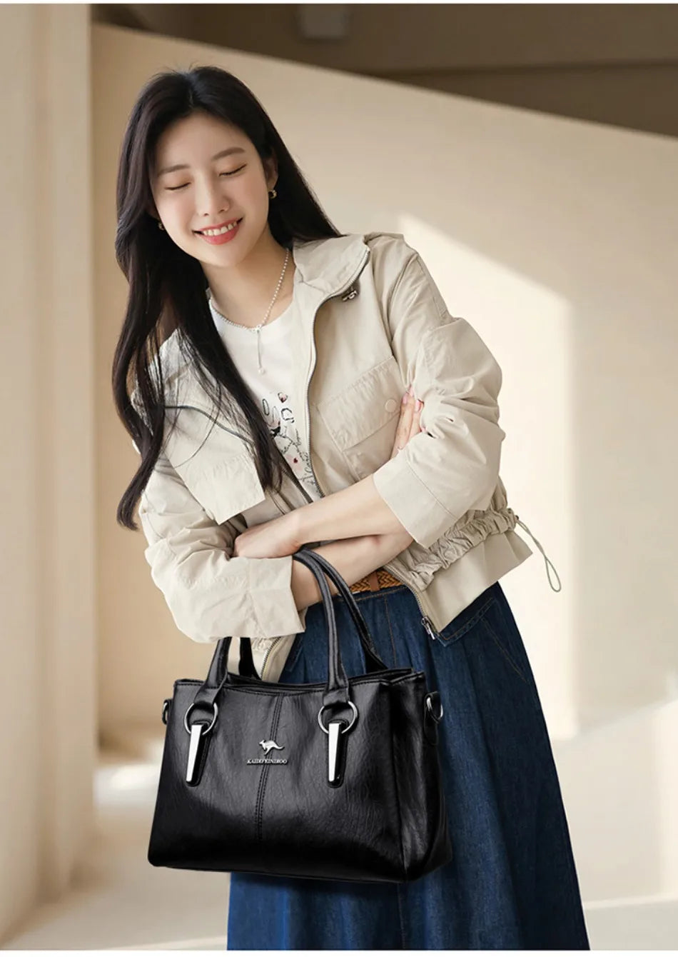Genuine 3Layers High Quality Soft PU Leather Ladies Shoulder Crossbody Bags for Women Luxury Handbags Women Designer A Main