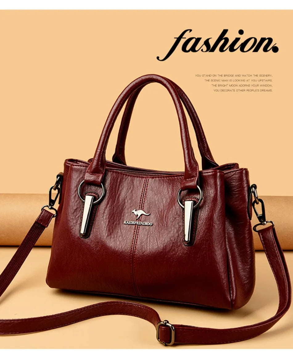 Genuine 3Layers High Quality Soft PU Leather Ladies Shoulder Crossbody Bags for Women Luxury Handbags Women Designer A Main