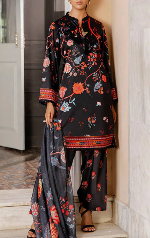 ASIM JOFA - Original EMBROIDERED CHARMEUSE SILK 3 PCS