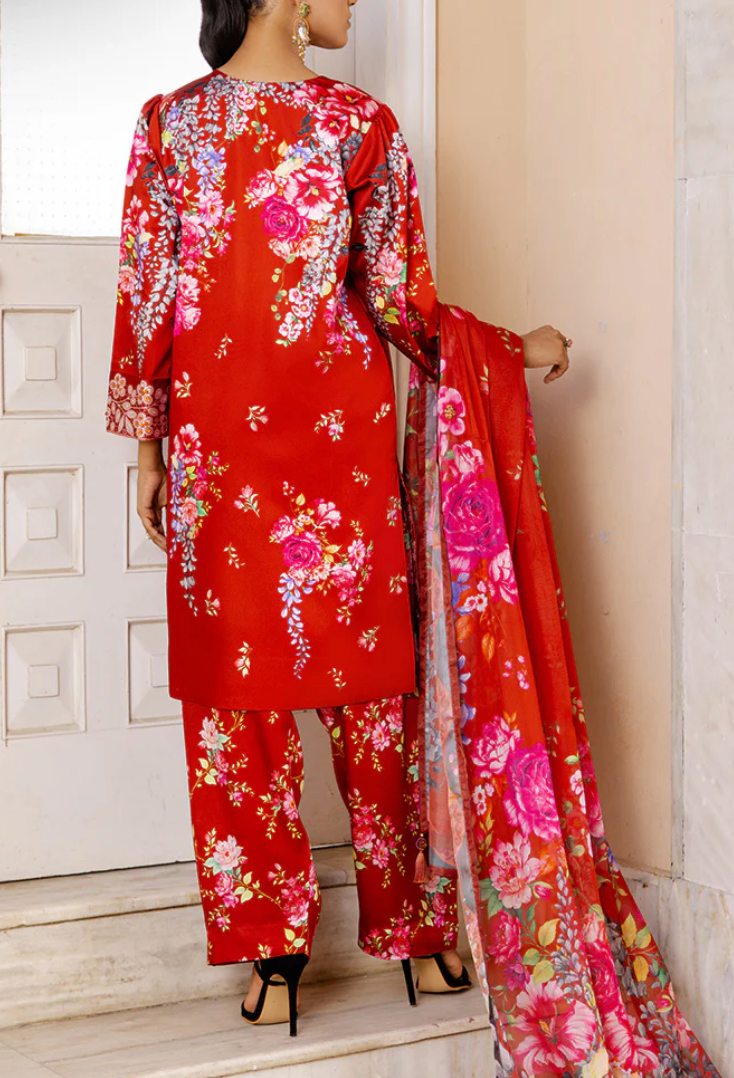 ASIM JOFA - Original EMBROIDERED CHARMEUSE SILK 3 PCS