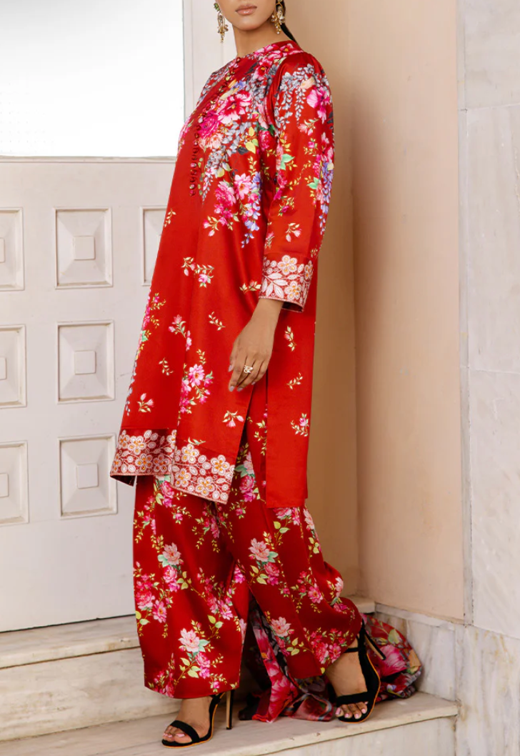 ASIM JOFA - Original EMBROIDERED CHARMEUSE SILK 3 PCS