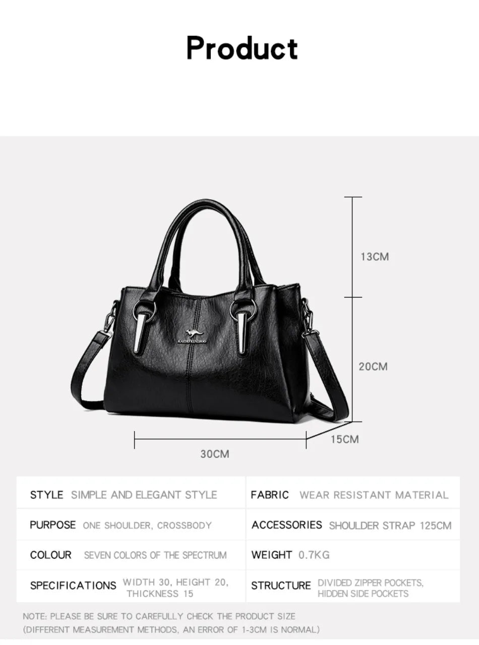 Genuine 3Layers High Quality Soft PU Leather Ladies Shoulder Crossbody Bags for Women Luxury Handbags Women Designer A Main