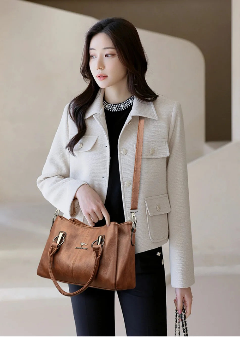 Genuine 3Layers High Quality Soft PU Leather Ladies Shoulder Crossbody Bags for Women Luxury Handbags Women Designer A Main