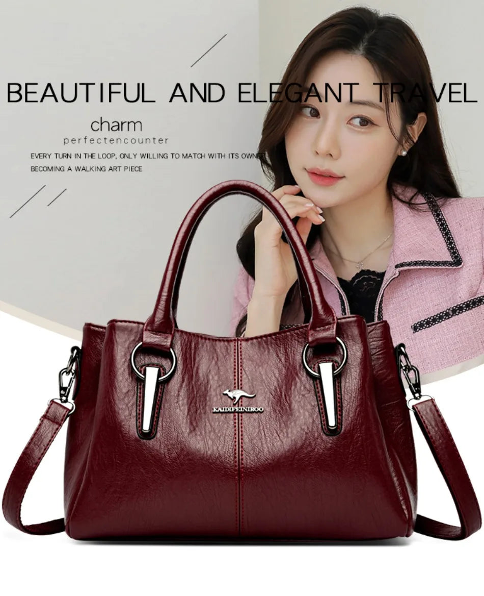 Genuine 3Layers High Quality Soft PU Leather Ladies Shoulder Crossbody Bags for Women Luxury Handbags Women Designer A Main