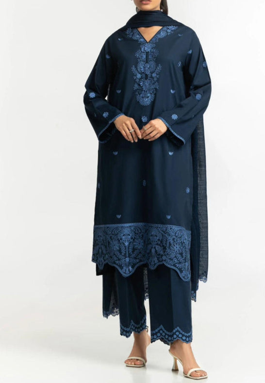 GUL-AHMED ORIGINAL PAKISTANI 3PCS CAMBRIC EMBROIDERED SUIT