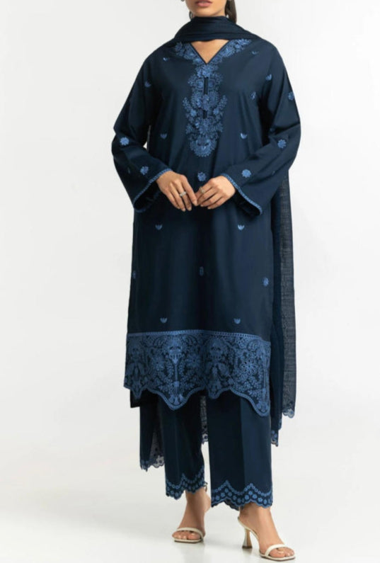 GUL-AHMED ORIGINAL PAKISTANI 3PCS CAMBRIC EMBROIDERED SUIT