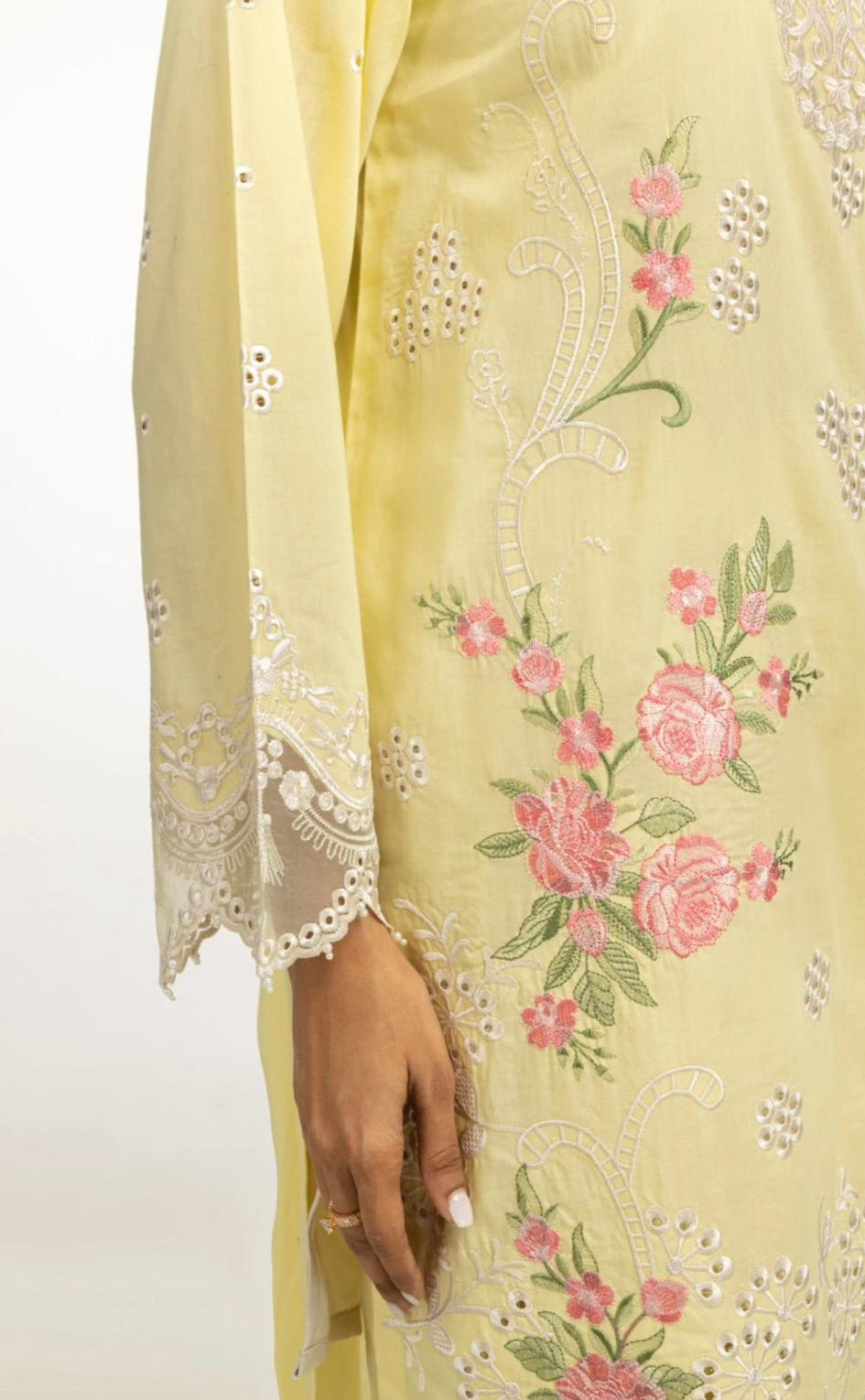 Gul Ahmed original 3 PCS Cambric Embroidered Shirt And Trouser with Polymunar Duppatta