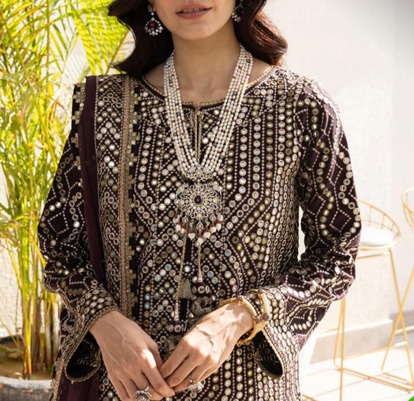 Asim Jofa Original 3PC Embroidered Raw Silk Suit