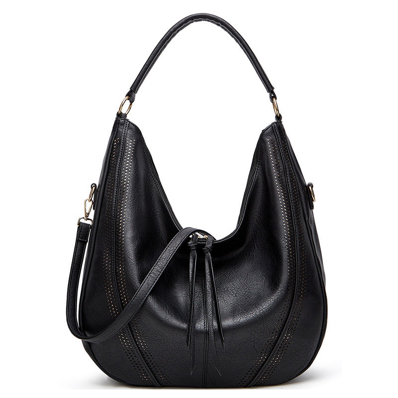 New Trend Retro Large  Capacity Tote Shoulder Bag Tassel Hollow One-shoulder Casual Bag Women's Big Bag Casual Bag