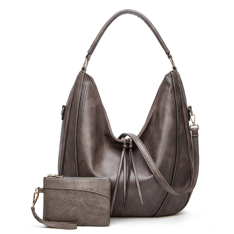 New Trend Retro Large  Capacity Tote Shoulder Bag Tassel Hollow One-shoulder Casual Bag Women's Big Bag Casual Bag