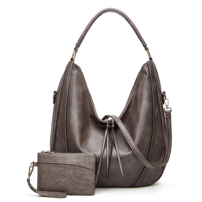 New Trend Retro Large  Capacity Tote Shoulder Bag Tassel Hollow One-shoulder Casual Bag Women's Big Bag Casual Bag