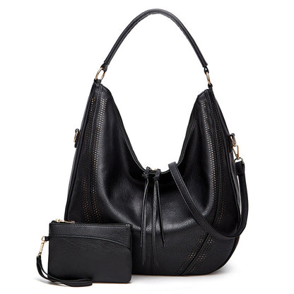 New Trend Retro Large  Capacity Tote Shoulder Bag Tassel Hollow One-shoulder Casual Bag Women's Big Bag Casual Bag