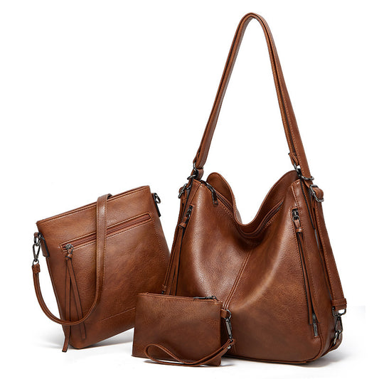 3Pcs-Women's Shoulder Bag Three Piece Tote Crossbody Back Bag