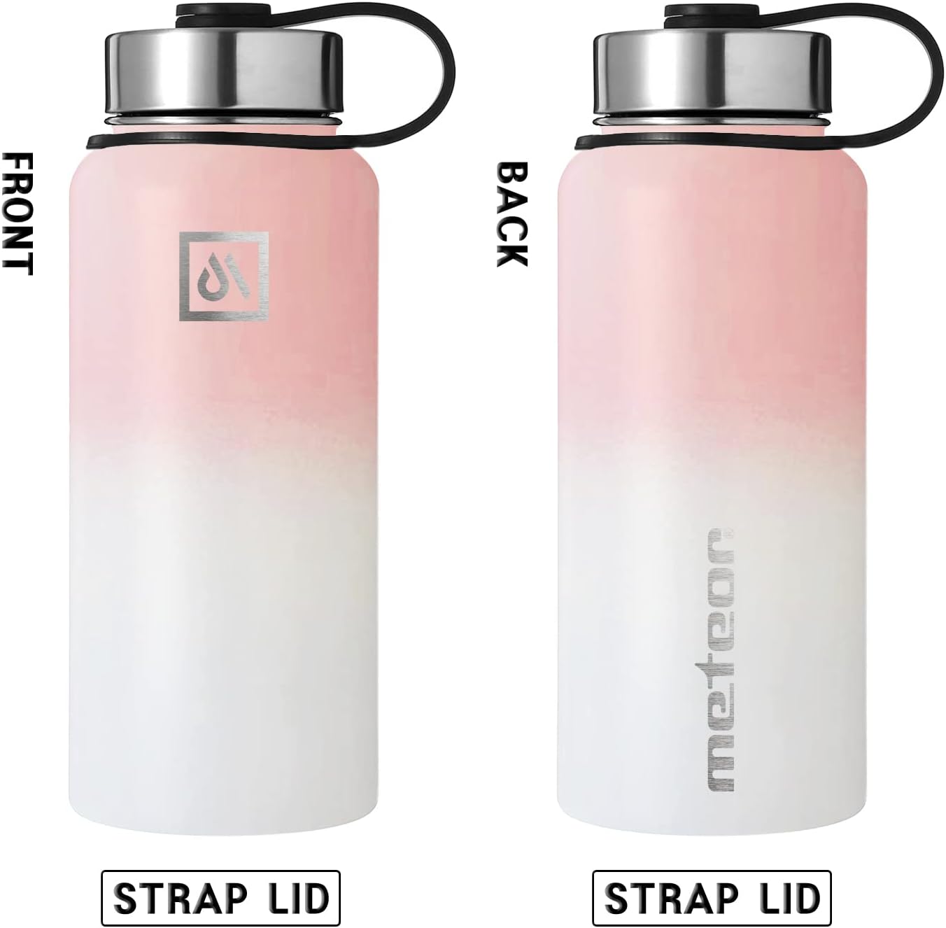 Meteor 650ml Insulated Water Bottle with Straw Lid, Coffee Lid & Flex Cap - Hot 24hrs & Cold 48hrs – Vacuum Stainless Steel Water Flask Thermos Mug - for Sports, Travel, Office, Kids