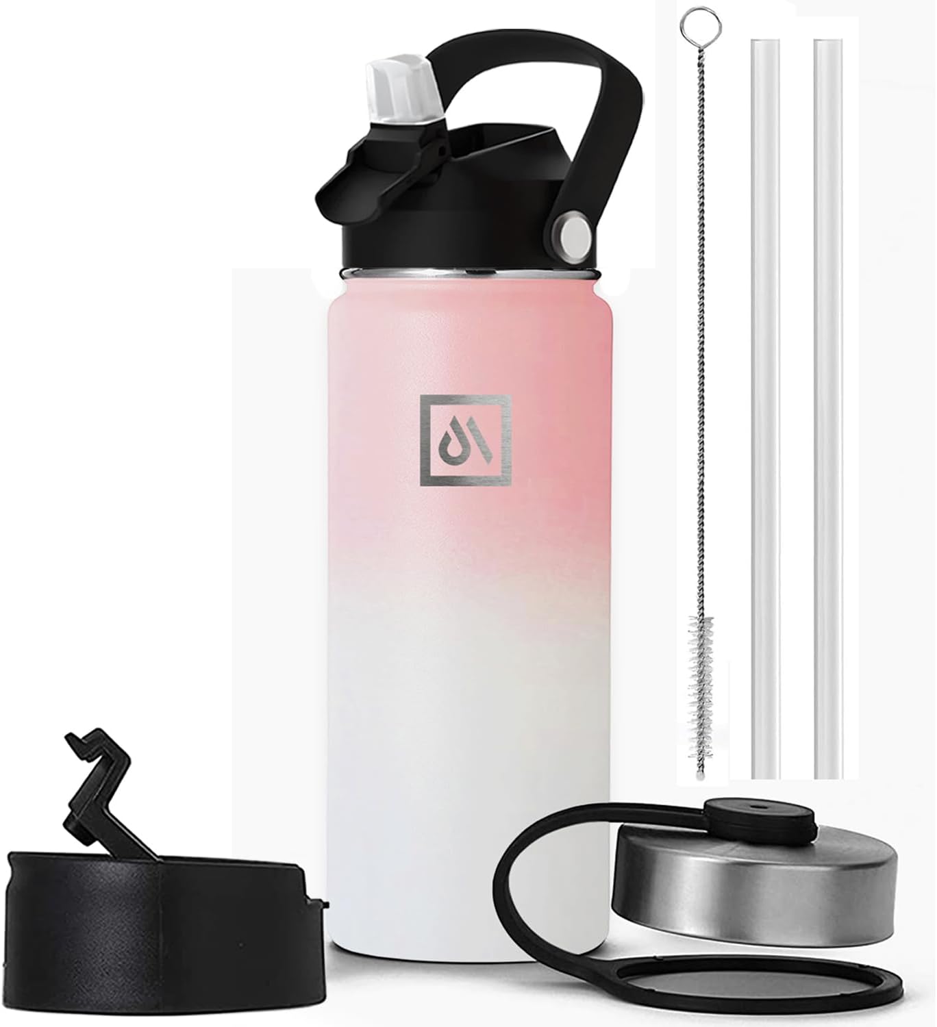 Meteor 650ml Insulated Water Bottle with Straw Lid, Coffee Lid & Flex Cap - Hot 24hrs & Cold 48hrs – Vacuum Stainless Steel Water Flask Thermos Mug - for Sports, Travel, Office, Kids