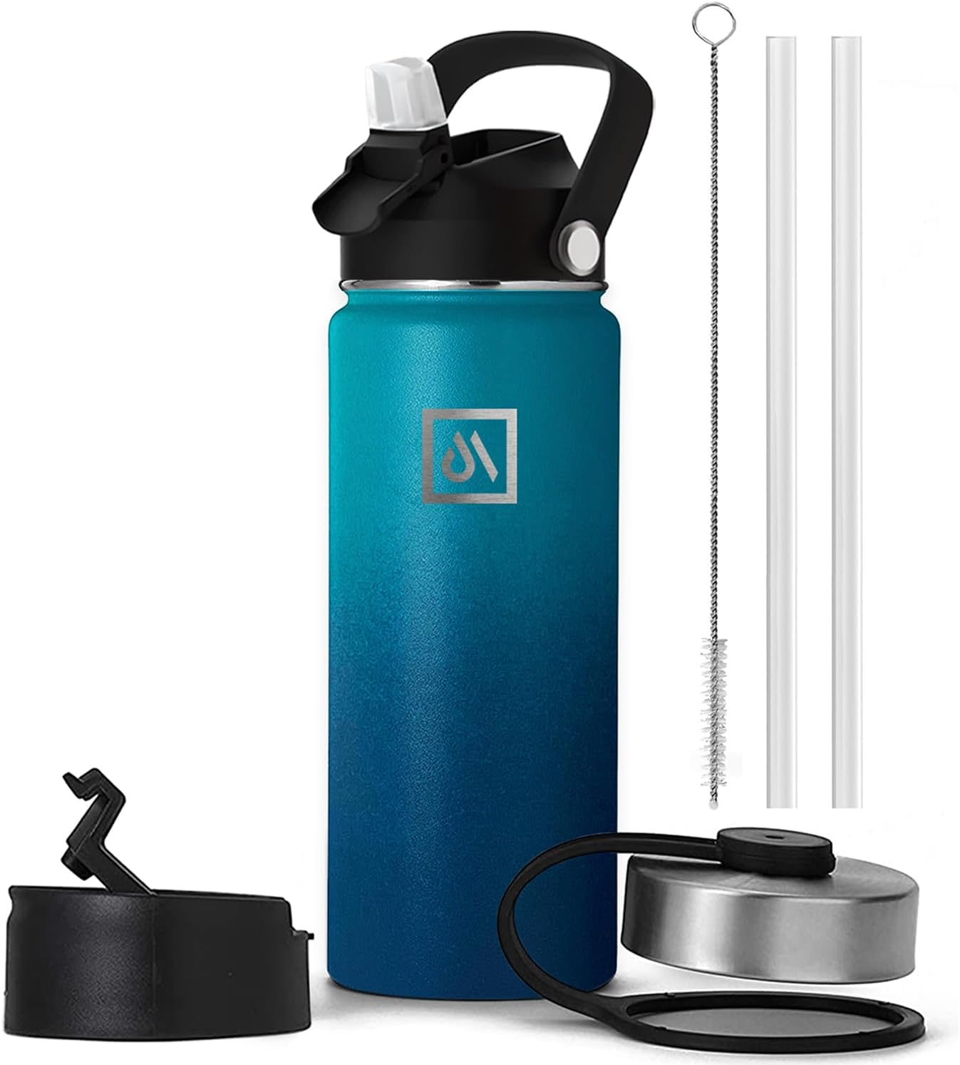 Meteor 650ml Insulated Water Bottle with Straw Lid, Coffee Lid & Flex Cap - Hot 24hrs & Cold 48hrs – Vacuum Stainless Steel Water Flask Thermos Mug - for Sports, Travel, Office, Kids